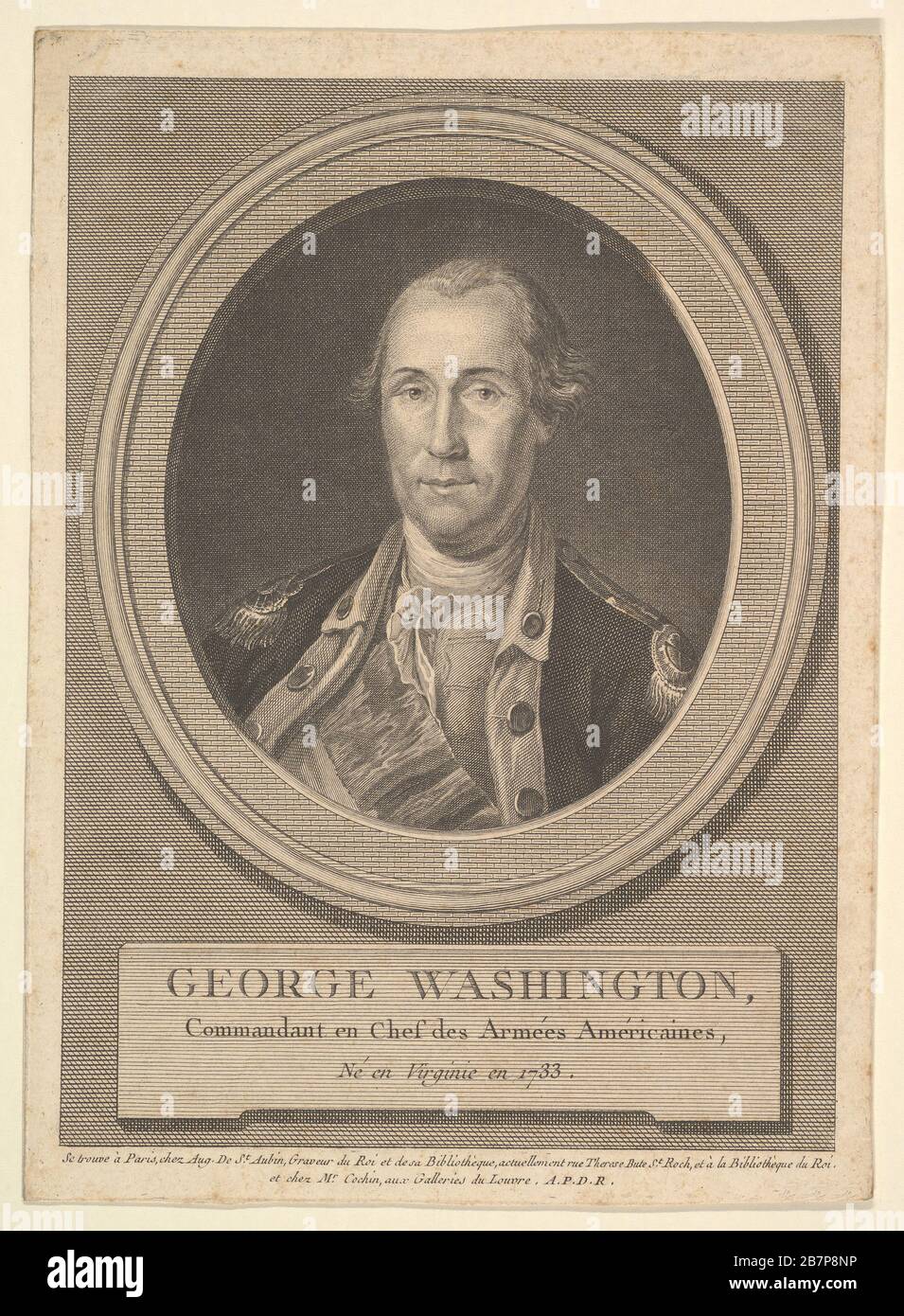 Portrait de George Washington, août 1836. Après Charles Nicolas Cochin II Banque D'Images Portrait de George Washington, août 1836. Après Charles Nicolas Cochin II Banque D'Images