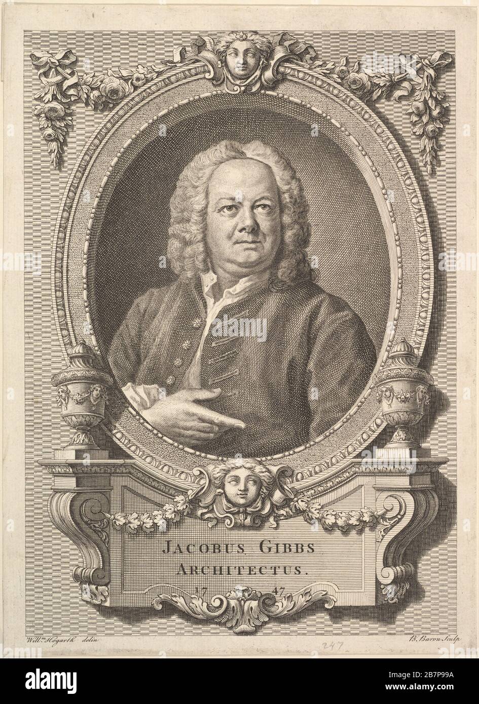 Jacobus Gibbs, Architectus, 1747. Après William Hogarth Banque D'Images