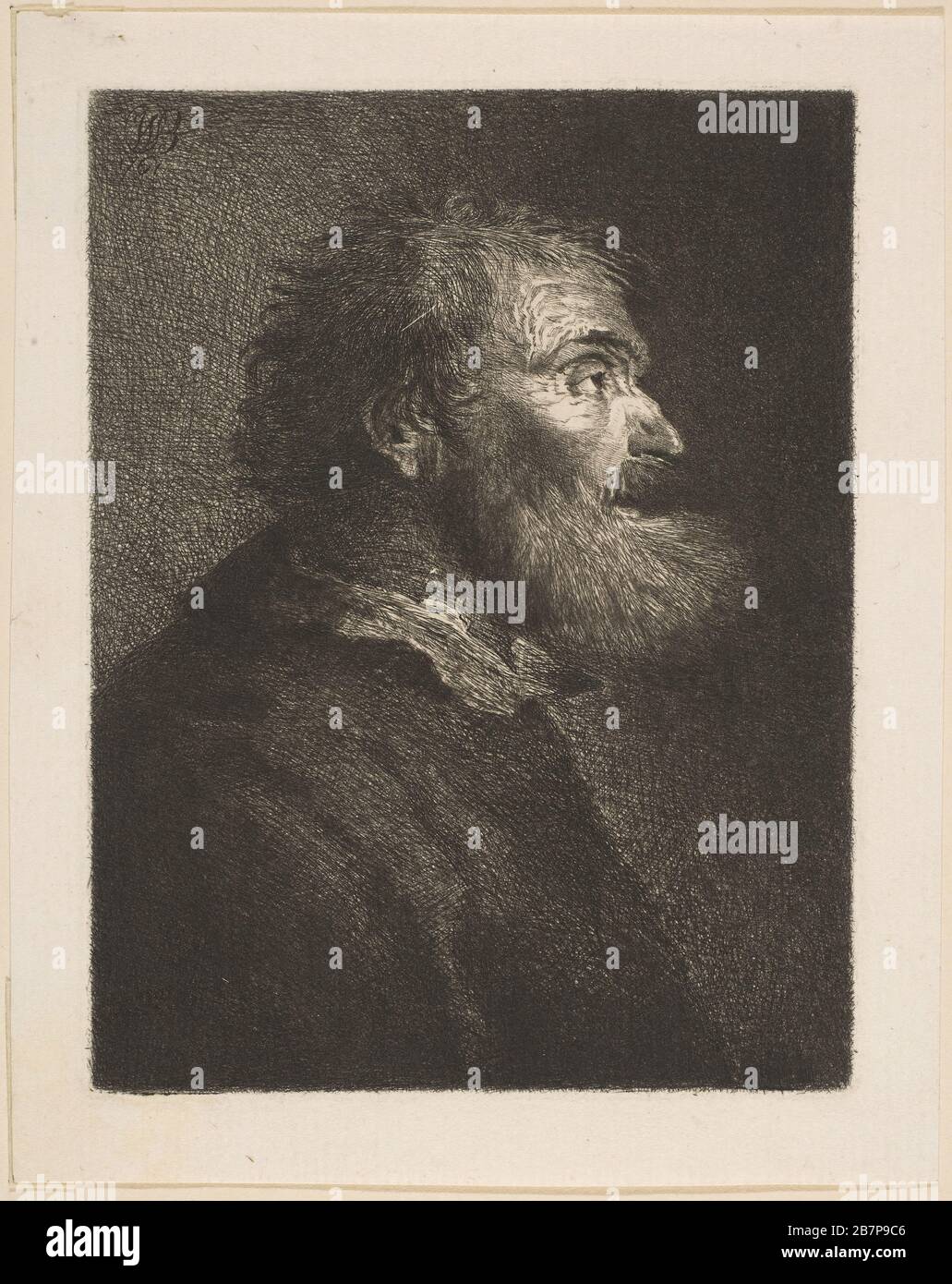Un vieil homme dans le profil, 1761. Après Rembrandt Banque D'Images