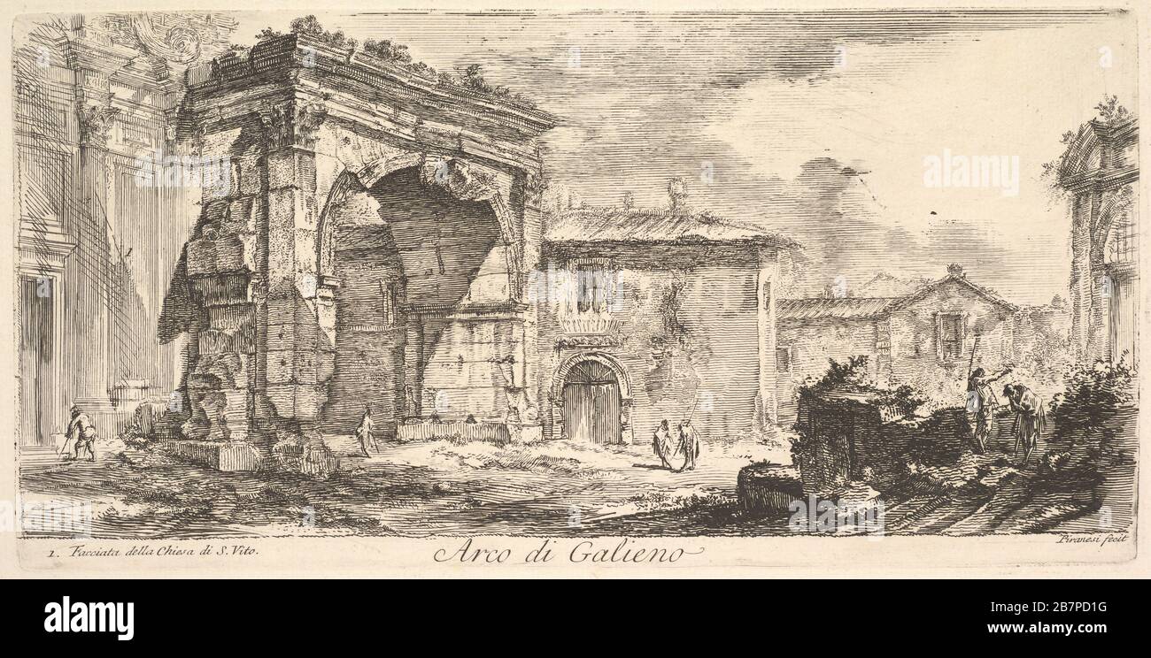 Arche de Galienus. 1. FA&#xe7;de l'Église de S. Vito (Arco di Galieno. 1. Facciata della Chiesa di S. Vito), CA. 1748. Banque D'Images