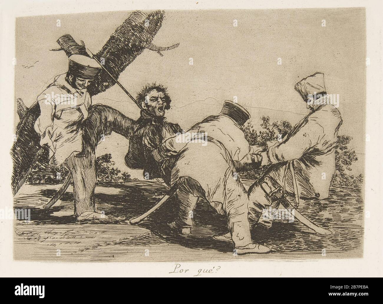 Plaque 32 de 'les catastrophes de la guerre' (Los Desastres de la Guerra): 'Pourquoi?' (POR qué?), 1810 (publié en 1863). Banque D'Images