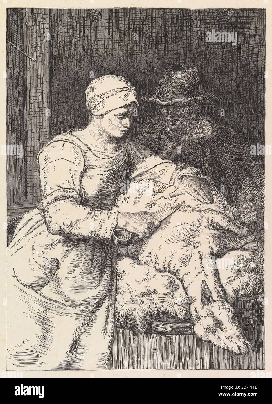 Sheephaver, XIXe siècle. Après Jean-François Millet Banque D'Images