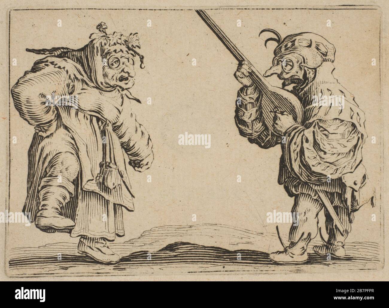 Les Dangeurs au Luth (les danseurs avec un Lute), des Caprices série B, The Nancy Set, 1617-20. Banque D'Images