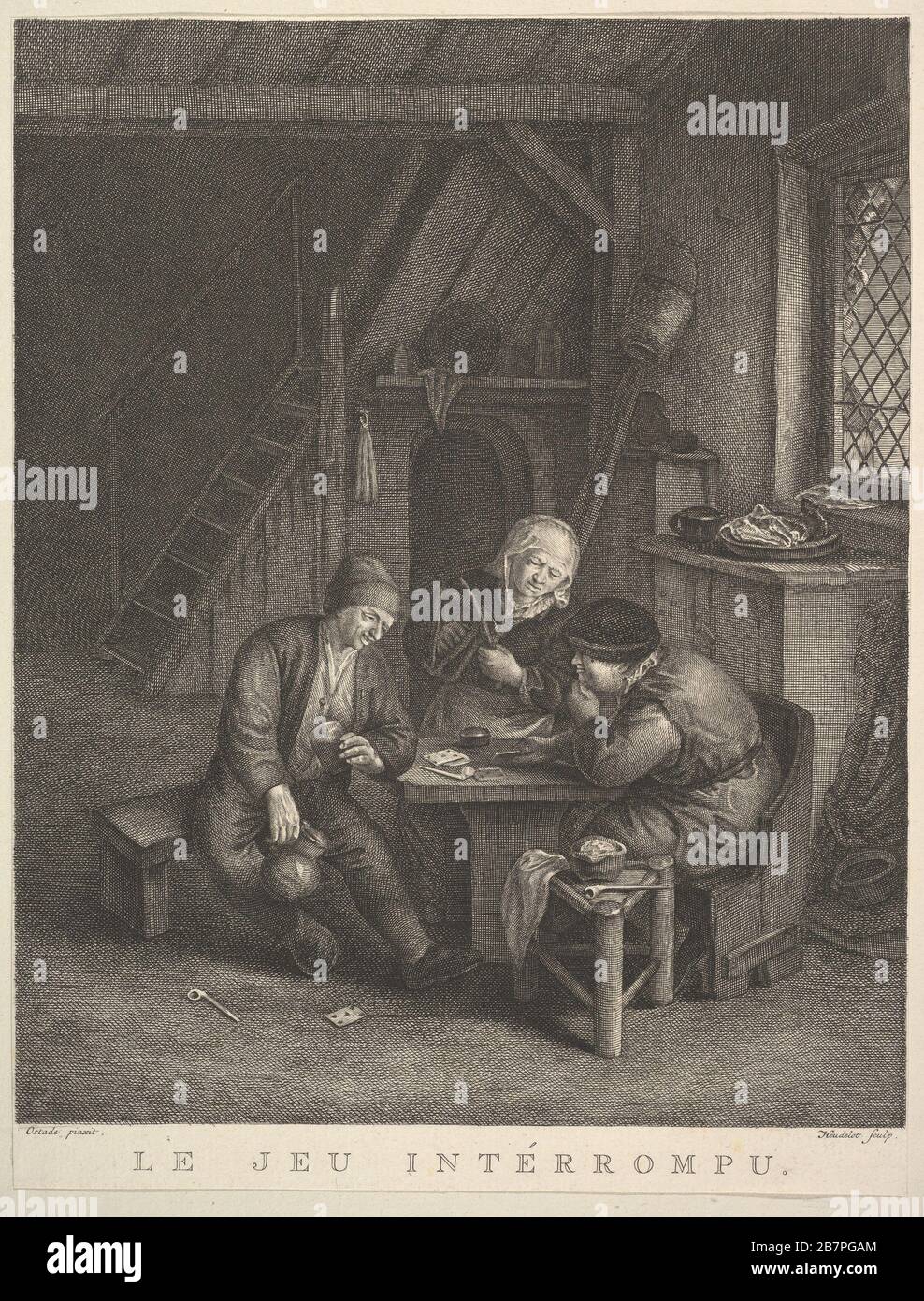 Le jeu interrompu (le jeu int&#xe9;rrompu), 1730-68. Après Adriaen van Ostade Banque D'Images