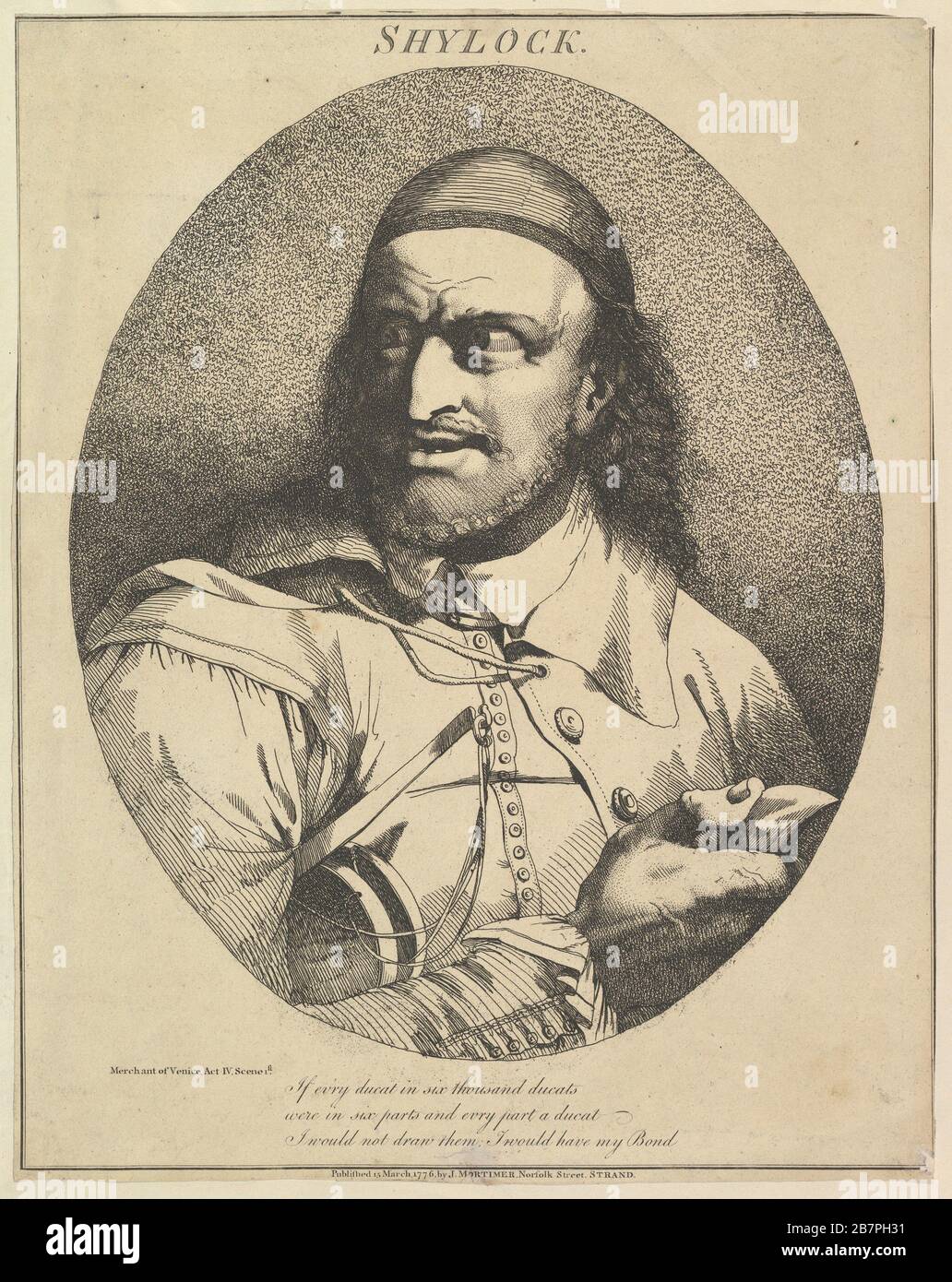 Shylock (douze personnages de Shakespeare), 15 mars 1776. Banque D'Images