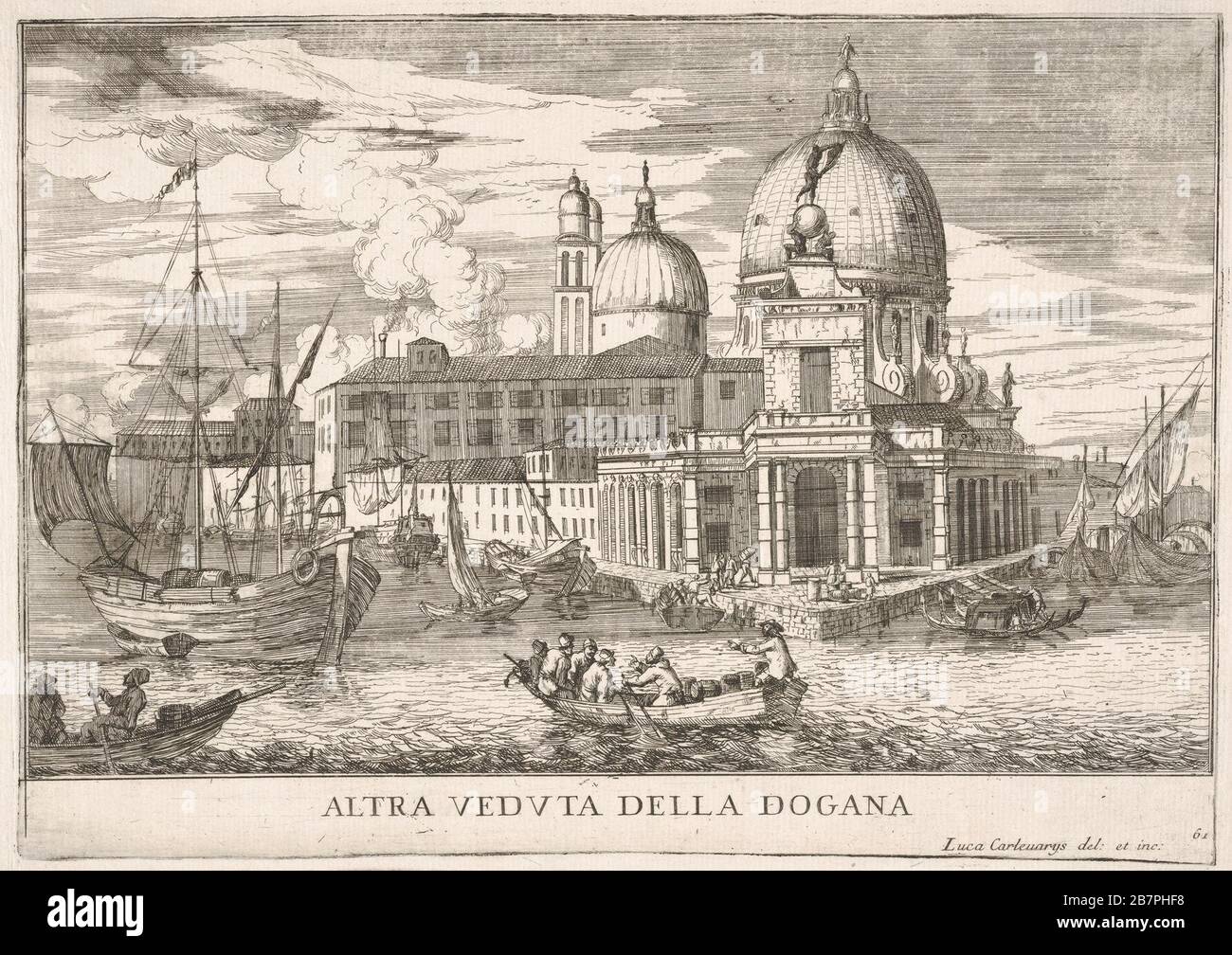 Plaque 61: Vue sur la maison des douanes (Dogana da Mar) au confluent du Grand Canal et du Canal de Giudecca, Venise, 1703, des "bâtiments et vues de Venise" (le fabriche e vedute di Venezia), 1703. Banque D'Images