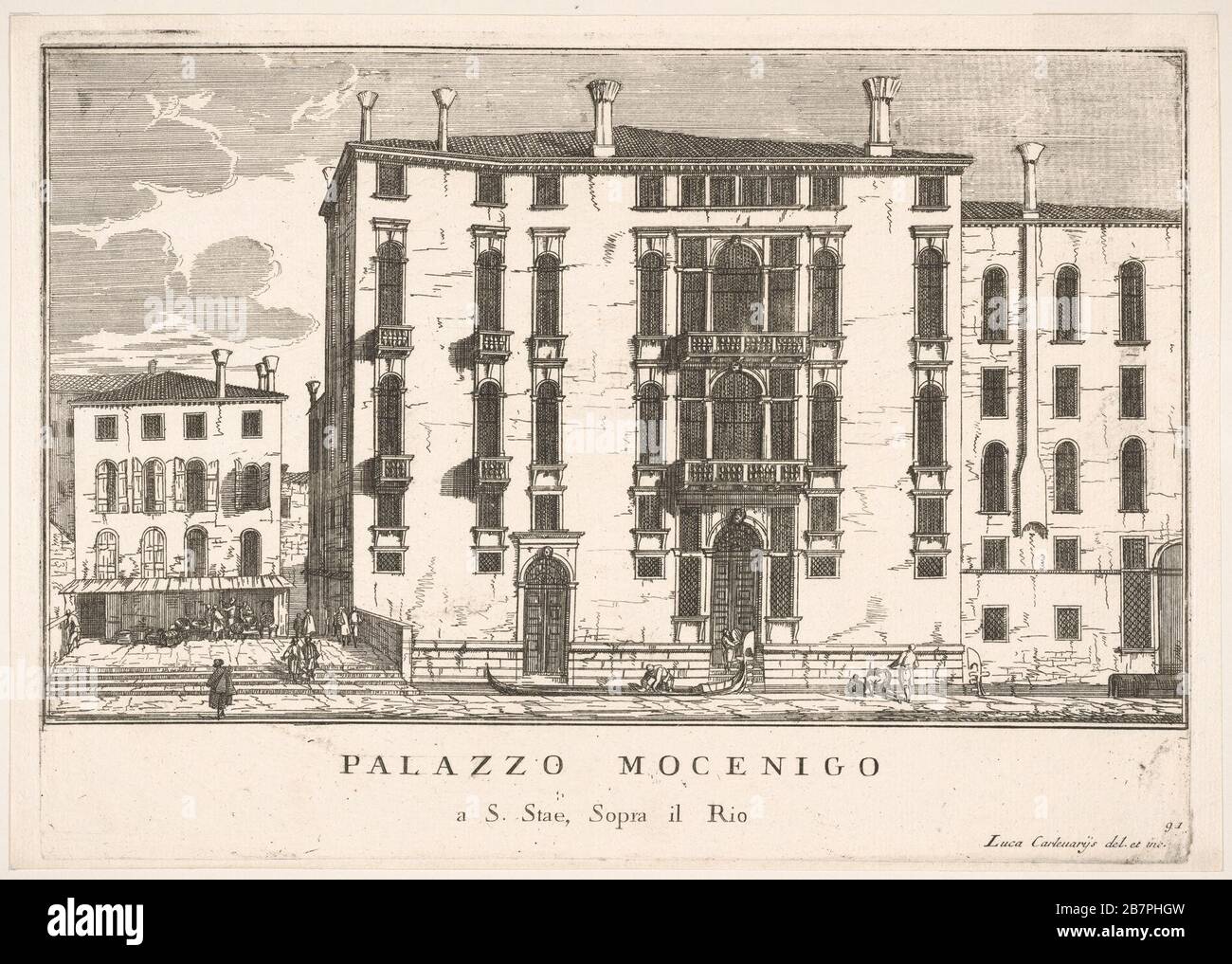 Plaque 91: Vue sur le palais de Mocenigo à Campo San Stae, Venise, 1703, des "bâtiments et vues de Venise" (le fabriche e vedute di Venezia), 1703. Banque D'Images