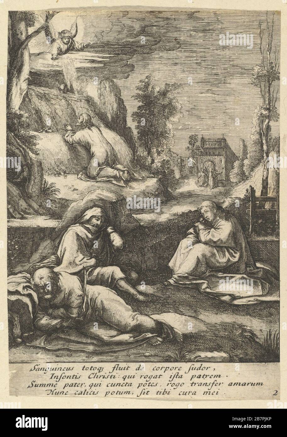 L'Agonie dans le jardin, de la Passion du Christ, milieu du XVIIe siècle. Banque D'Images
