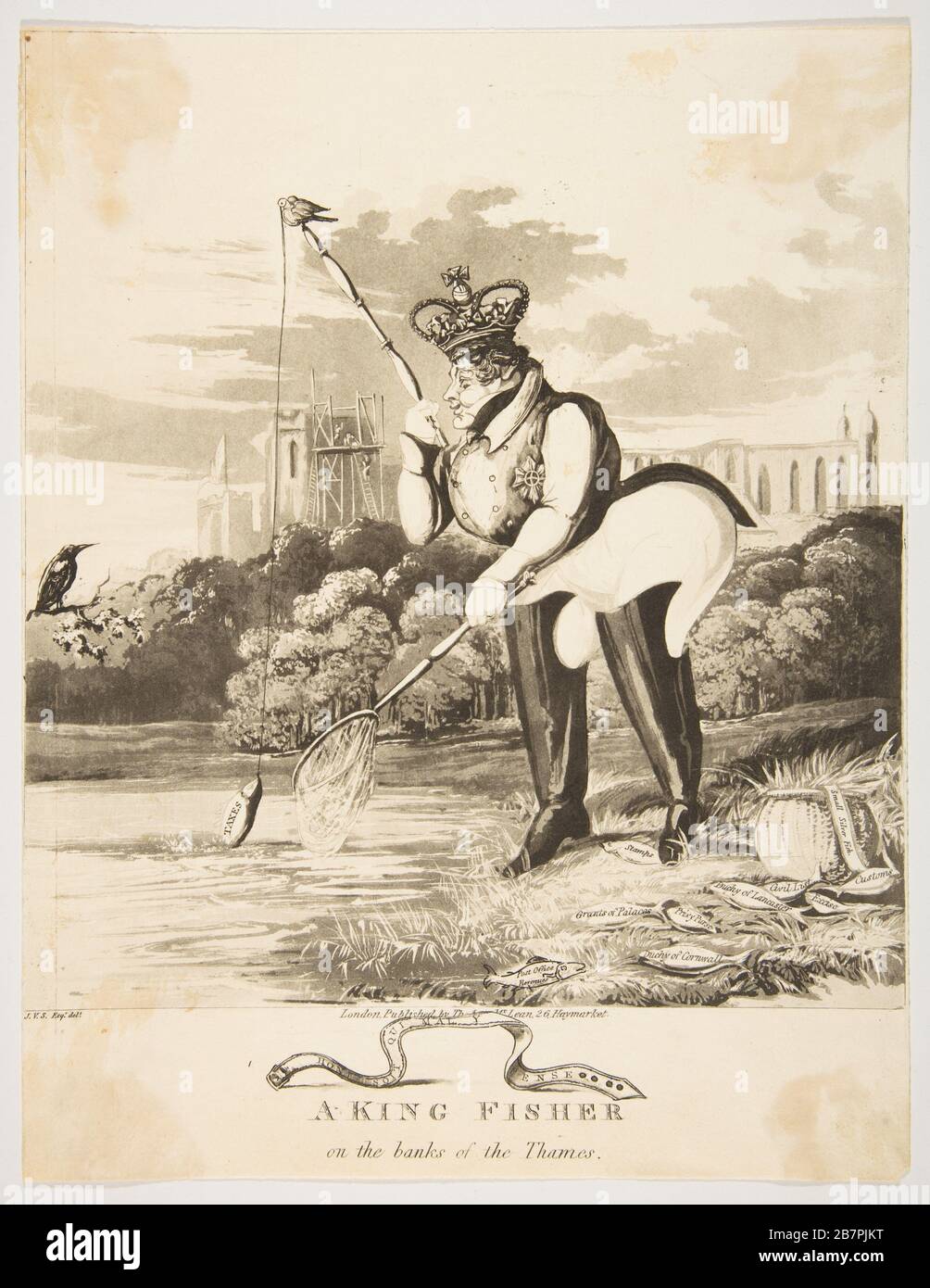 Roi Fisher sur les rives de la Tamise, 1827. Banque D'Images