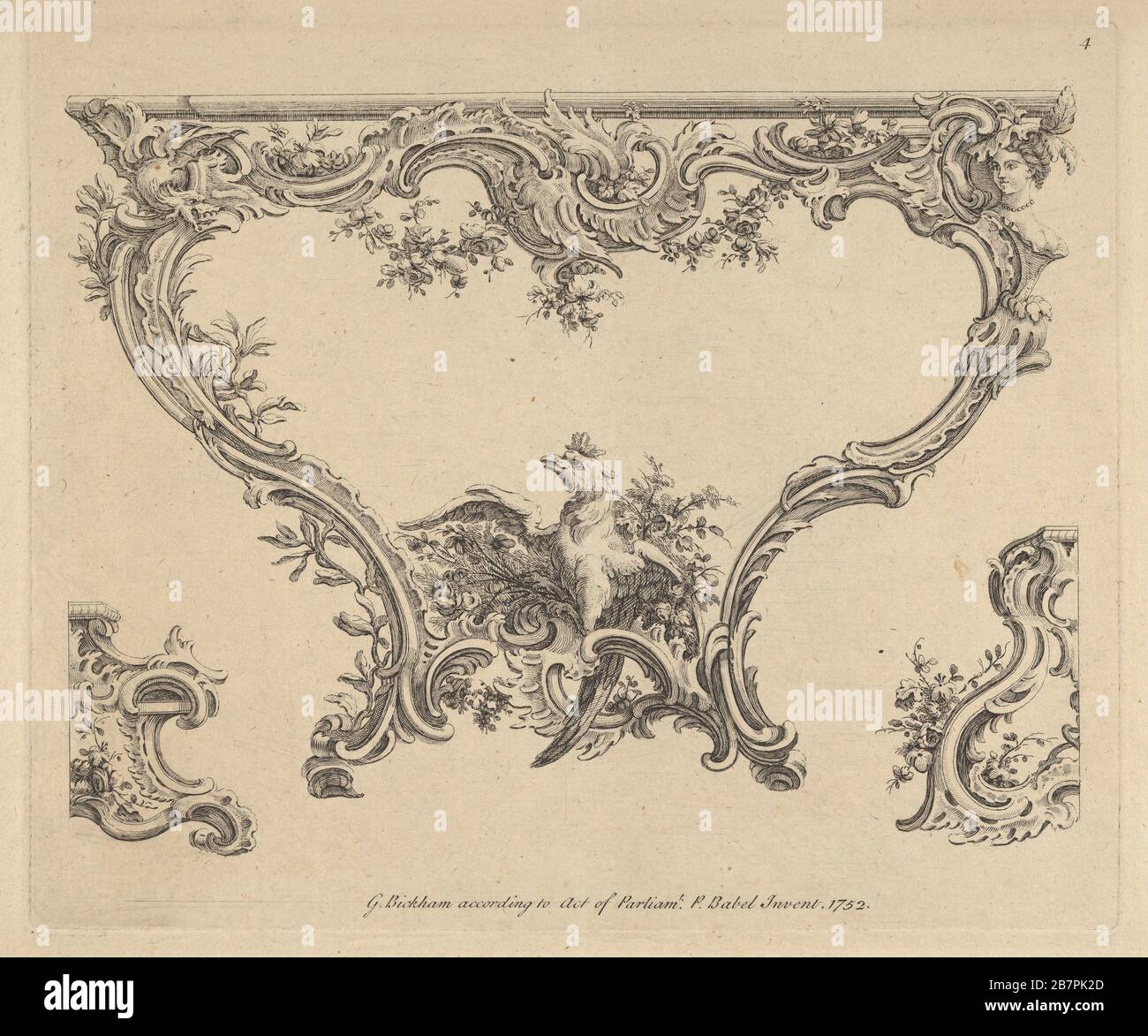 Conception d'une table de console, 1752. Banque D'Images