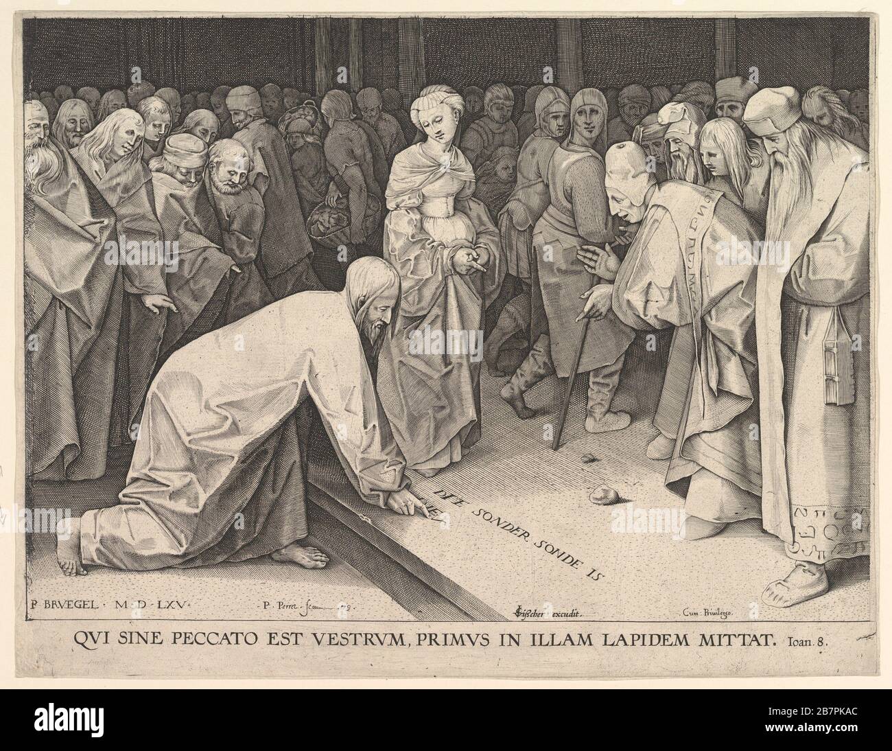 Christ et la femme pris dans l'adultère, 1579. Après Pieter Bruegel l'aîné Banque D'Images