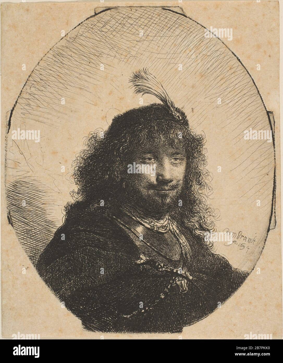 Autoportrait avec bouchon en plomberie et Sabre abaissé, 1634. Banque D'Images