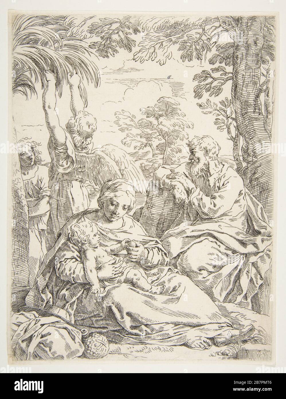 La Sainte famille repose sur leur vol en Egypte, CA. 1637-1639. Banque D'Images