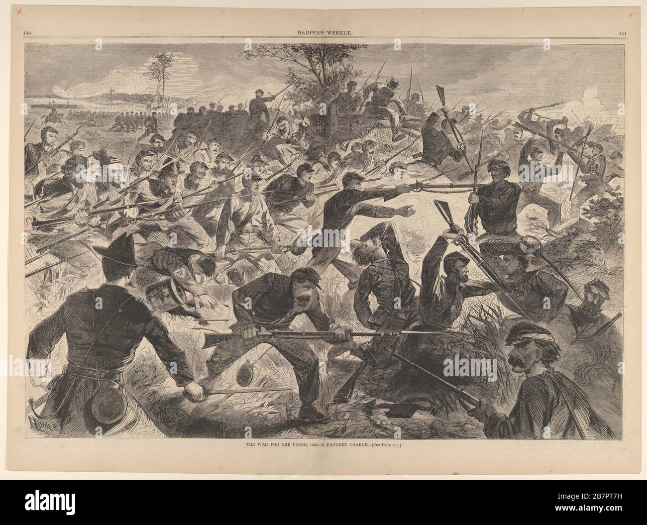 La guerre pour l'Union, 1862 - une charge à baïonnette (Harper's Weekly, Vol. VII), 12 juillet 1862. Banque D'Images