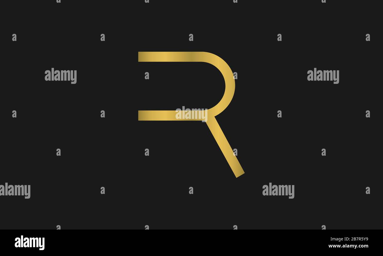 Remarquable professionnel élégant tendance impressionnant artistique or couleur R base initiale Alphabet icône logo, lettre R logo Illustration de Vecteur