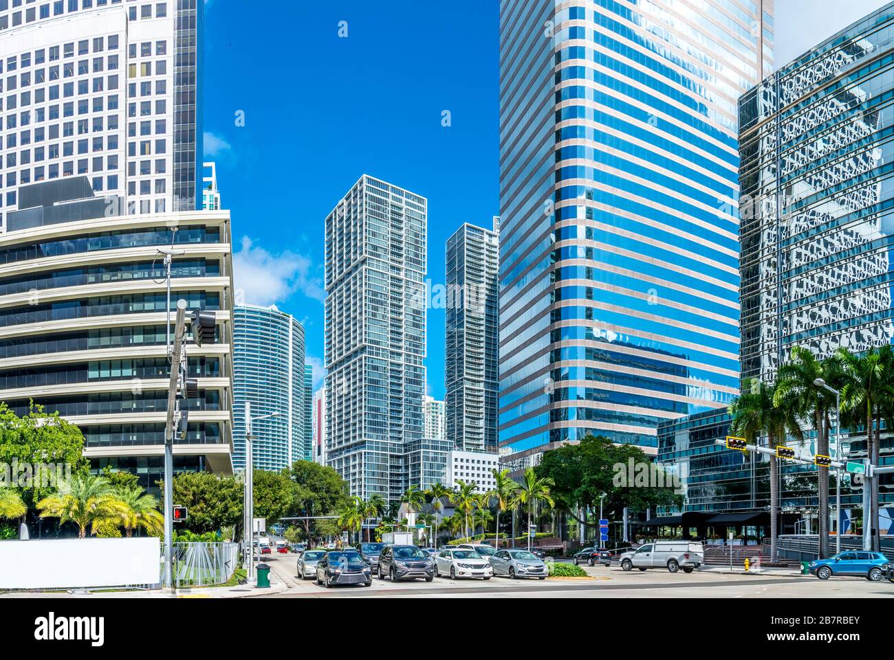 Immeubles de grande taille à Brickell, Miami. Banque D'Images