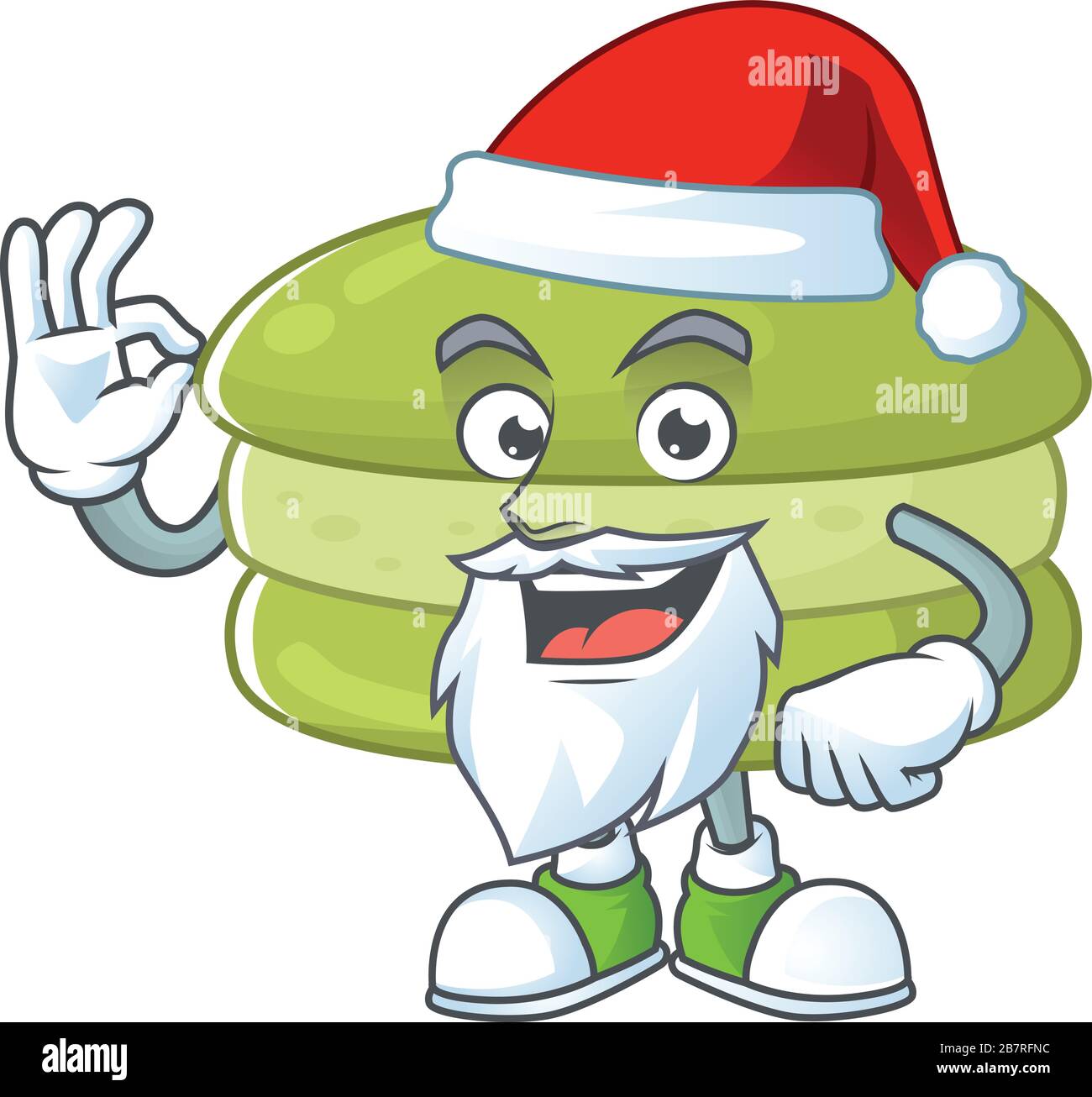 Noix De Coco Macarons Personnage De Dessin Anime De Santa Montrant Ok Doigt Image Vectorielle Stock Alamy