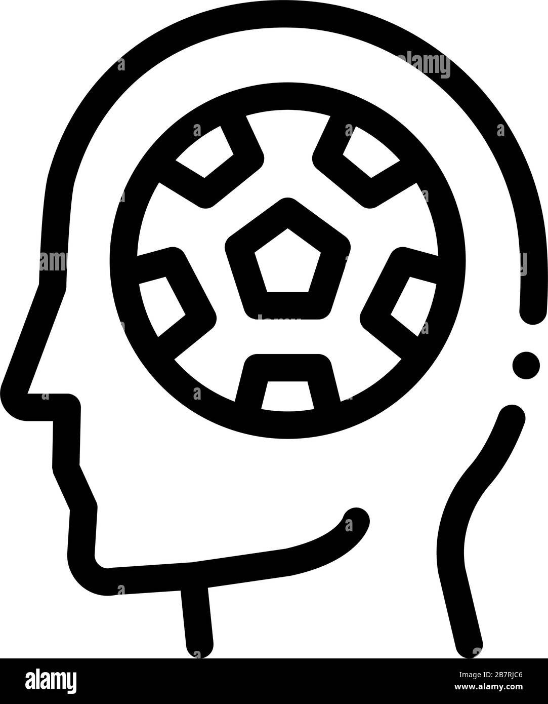 Au lieu de Brain - icône de football Vector Outline Illustration de Vecteur