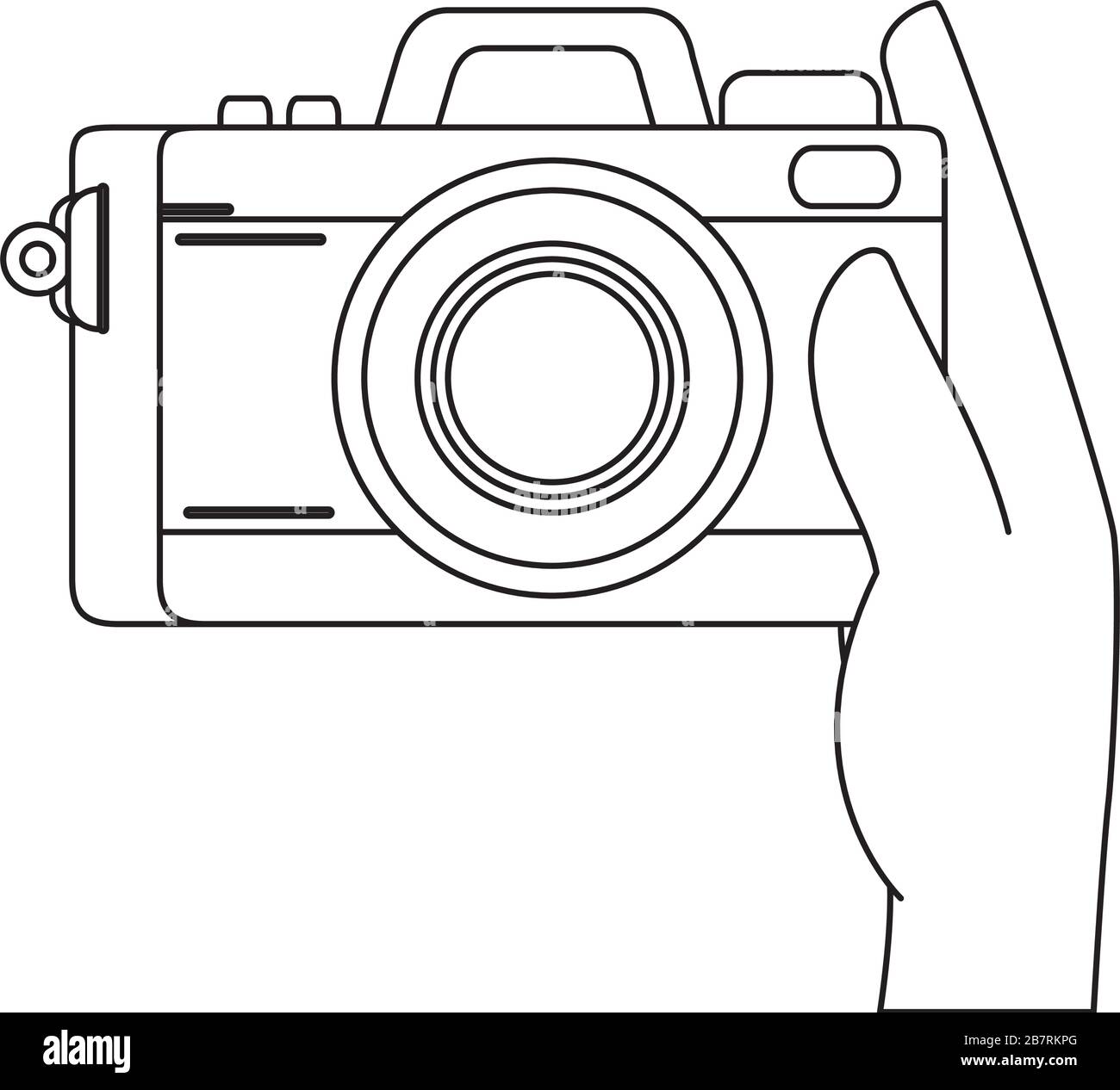 main avec appareil photo photo appareil photo isolé icône Illustration de Vecteur