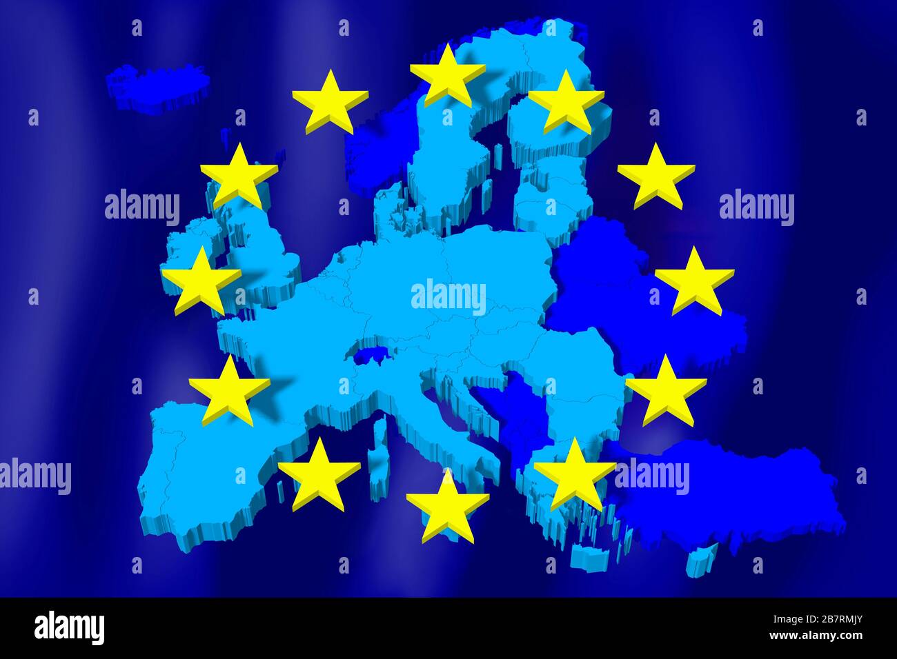 3-UE, carte/drapeau de l'Union européenne - avant le Brexit Banque D'Images