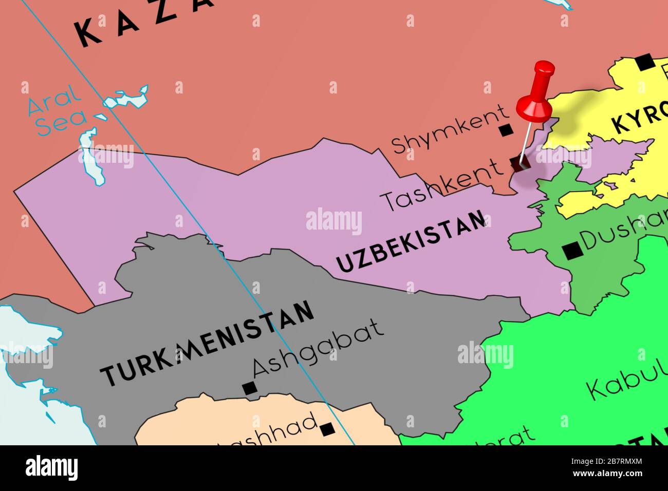 Ouzbékistan, Tachkent - capitale, épinglée sur la carte politique Banque D'Images