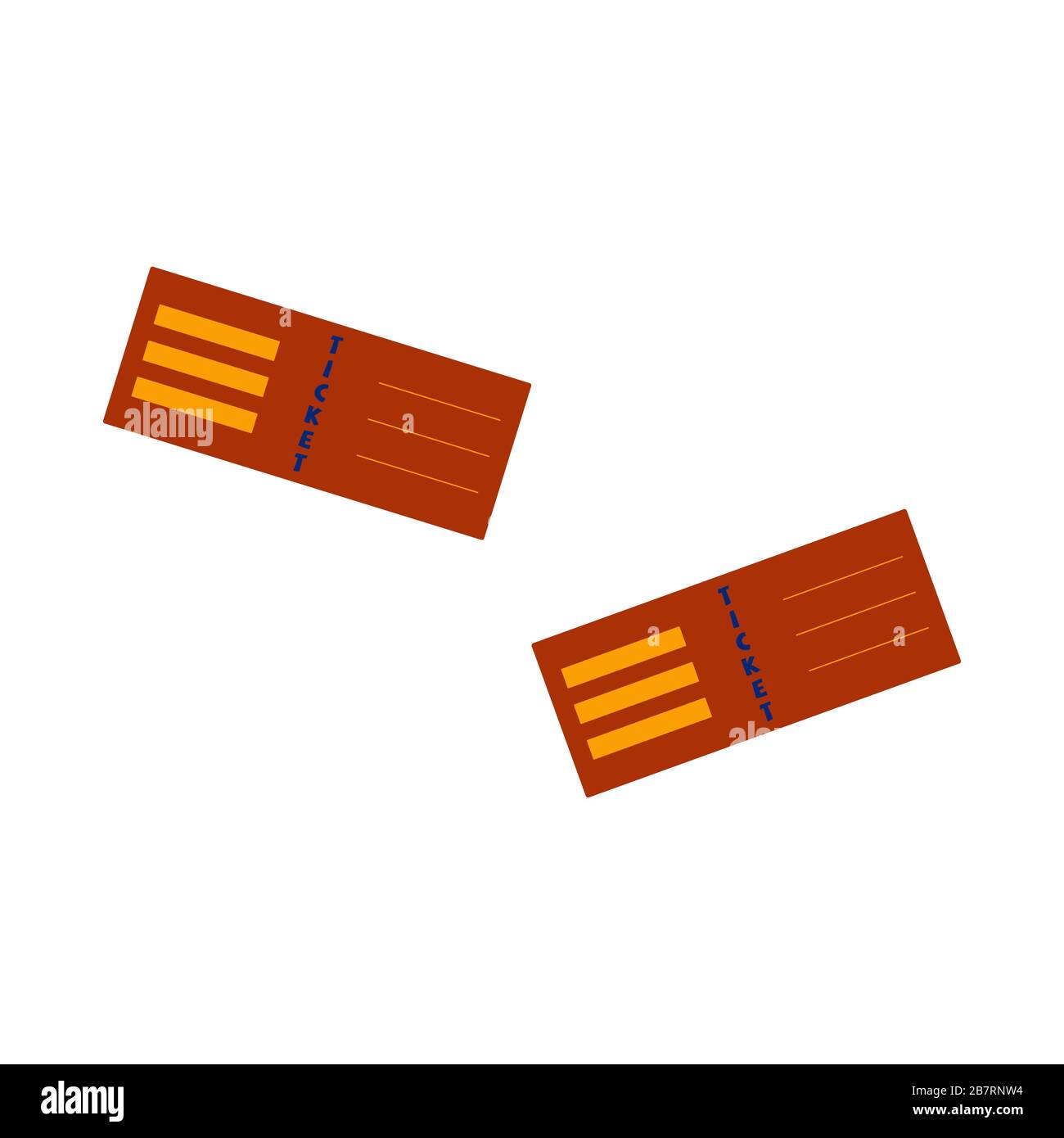 Billets en papier pour le voyage, le vol ou l'événement. Deux billets sur fond blanc, illustration colorée Illustration de Vecteur