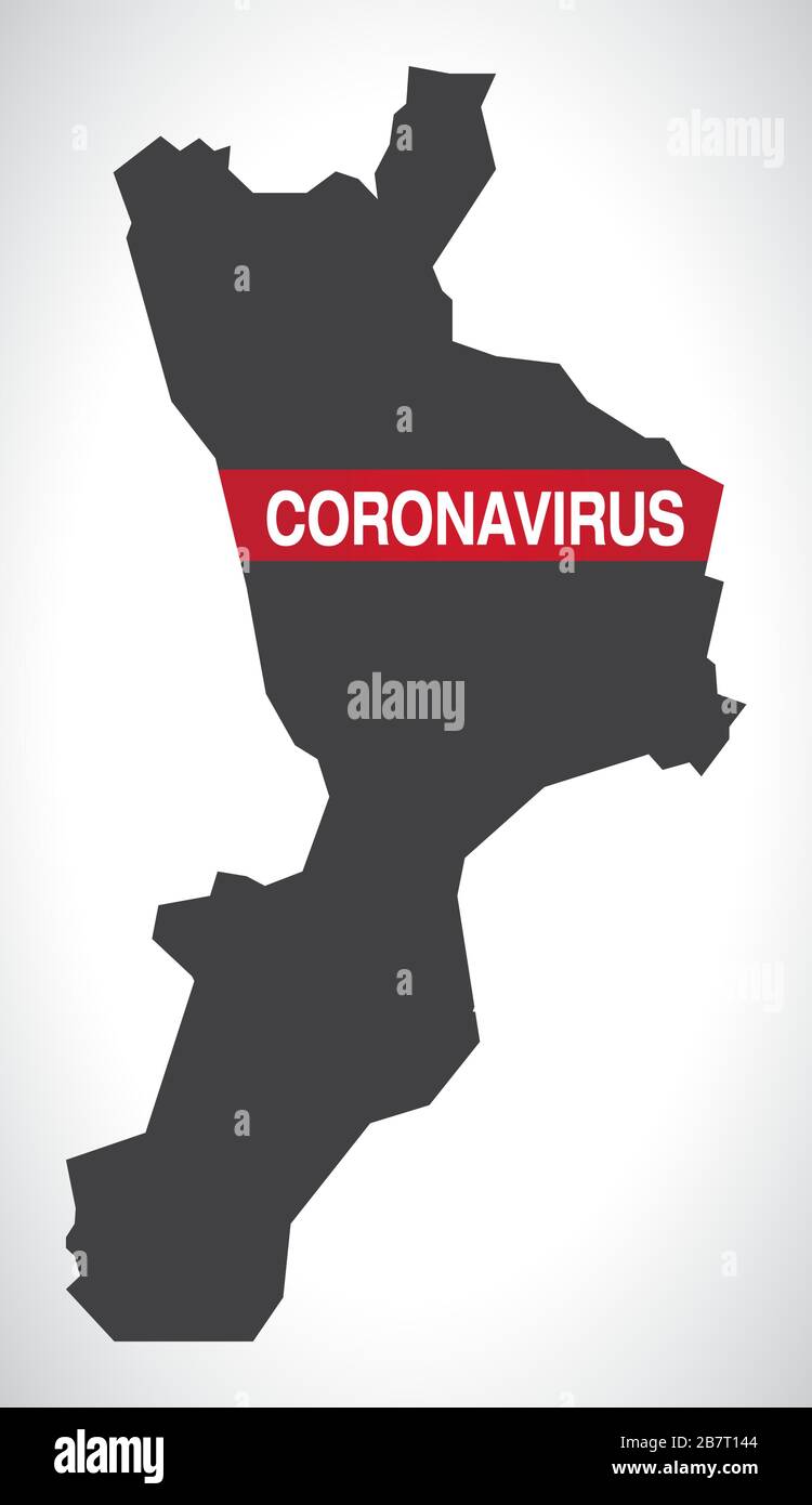 Carte de la région Calabre ITALIE avec illustration d'avertissement de Coronavirus Illustration de Vecteur