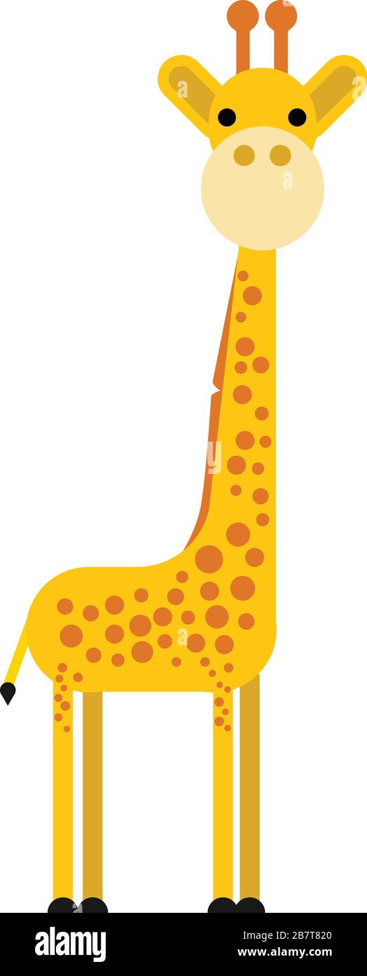Jolie girafe conçue avec des formes très géométriques et arrondies pour les enfants. Illustration de Vecteur