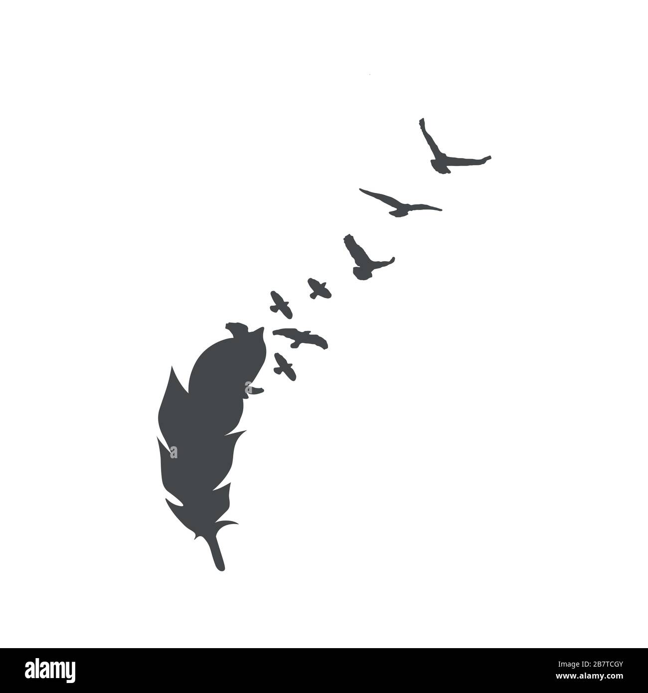 Tatouage vectoriel d'esquisse - plumes et oiseaux Illustration de Vecteur