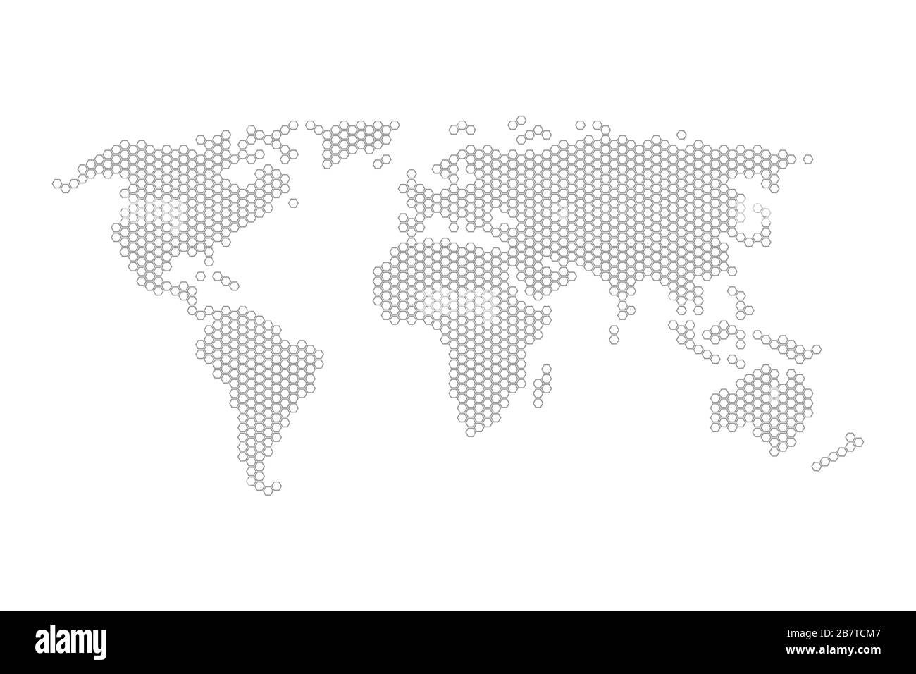 Conception plate de l'illustration vectorielle hexagonale de la carte du monde. Illustration de Vecteur