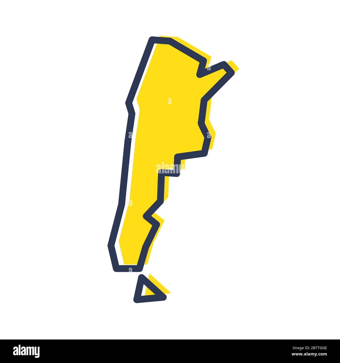 Carte stylisée de contour jaune simple de l'Argentine Illustration de Vecteur