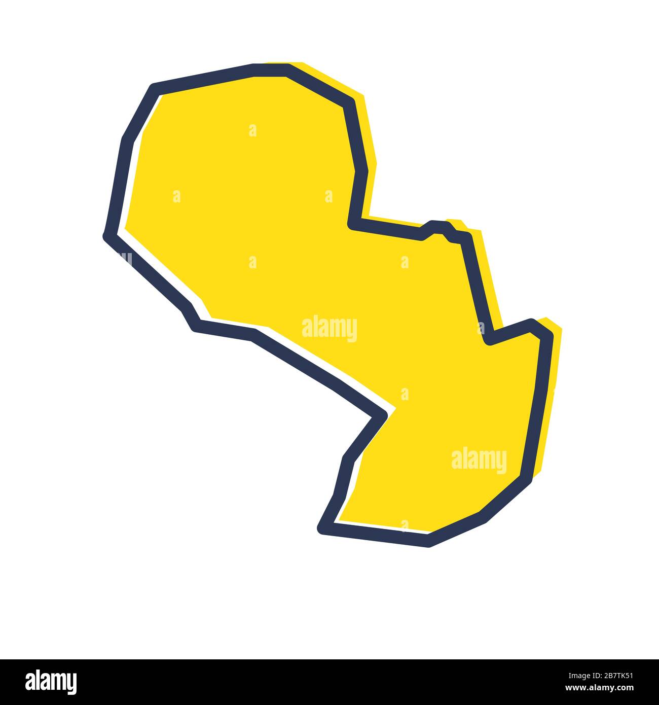 Carte stylisée du contour jaune simple du Paraguay Illustration de Vecteur