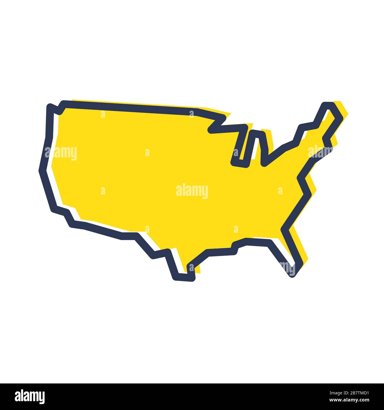 Schéma simple stylisé jaune des Etats-Unis Illustration de Vecteur