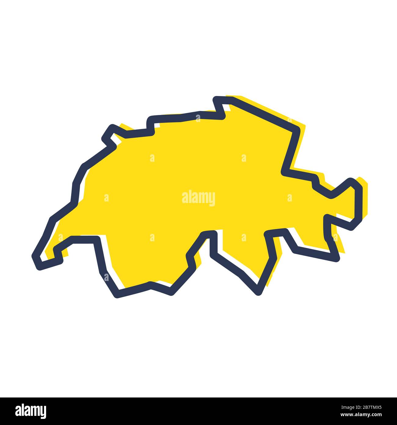 Carte stylisée de contour jaune simple de la Suisse Illustration de Vecteur