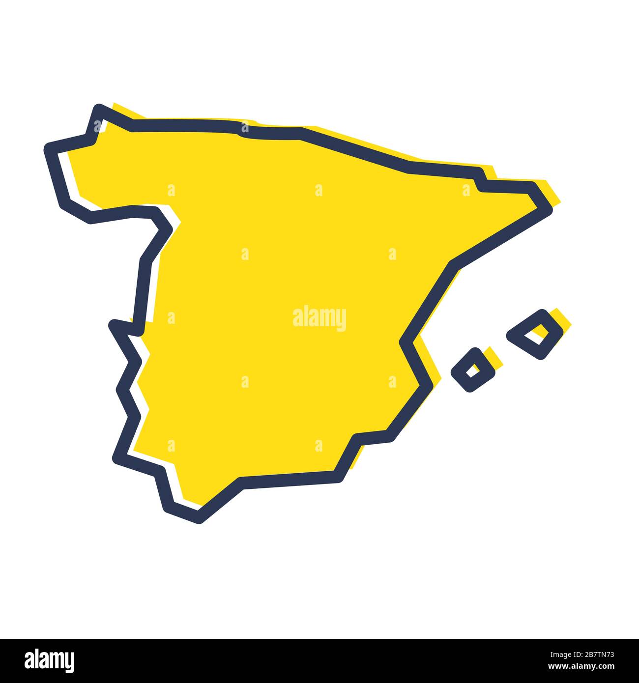 Carte stylisée de contour jaune simple de l'Espagne Illustration de Vecteur