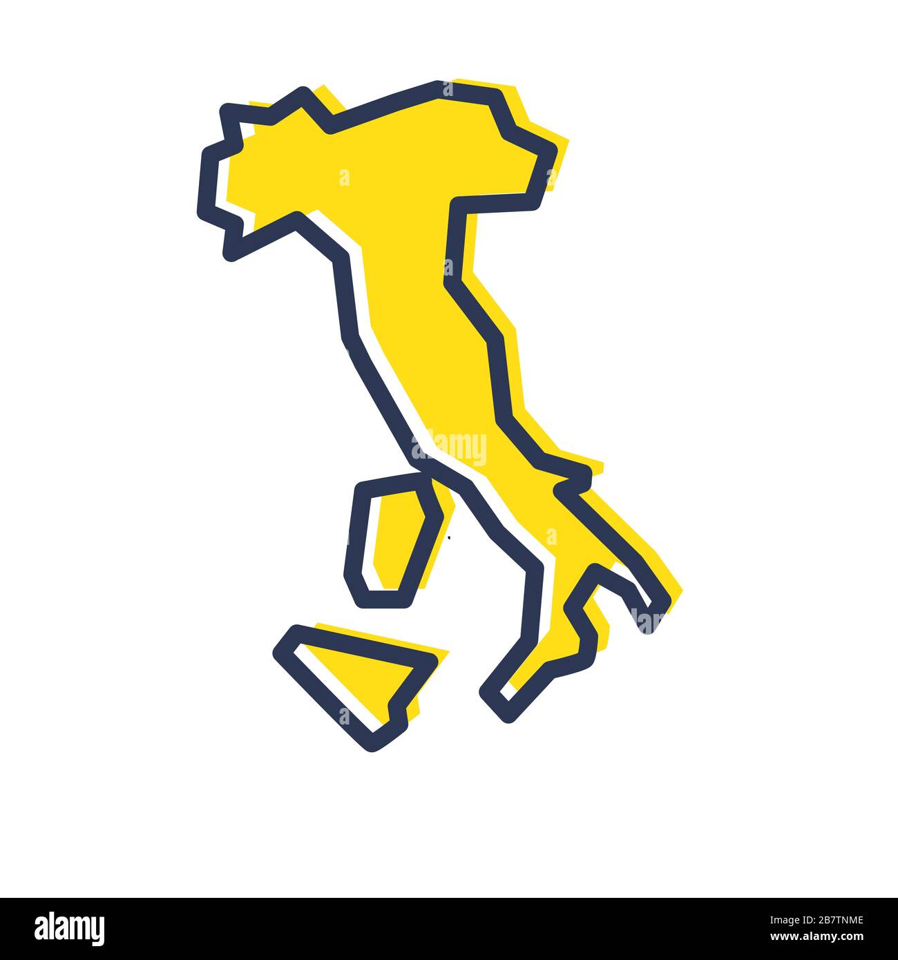 Carte stylisée de contour jaune simple de l'Italie Illustration de Vecteur