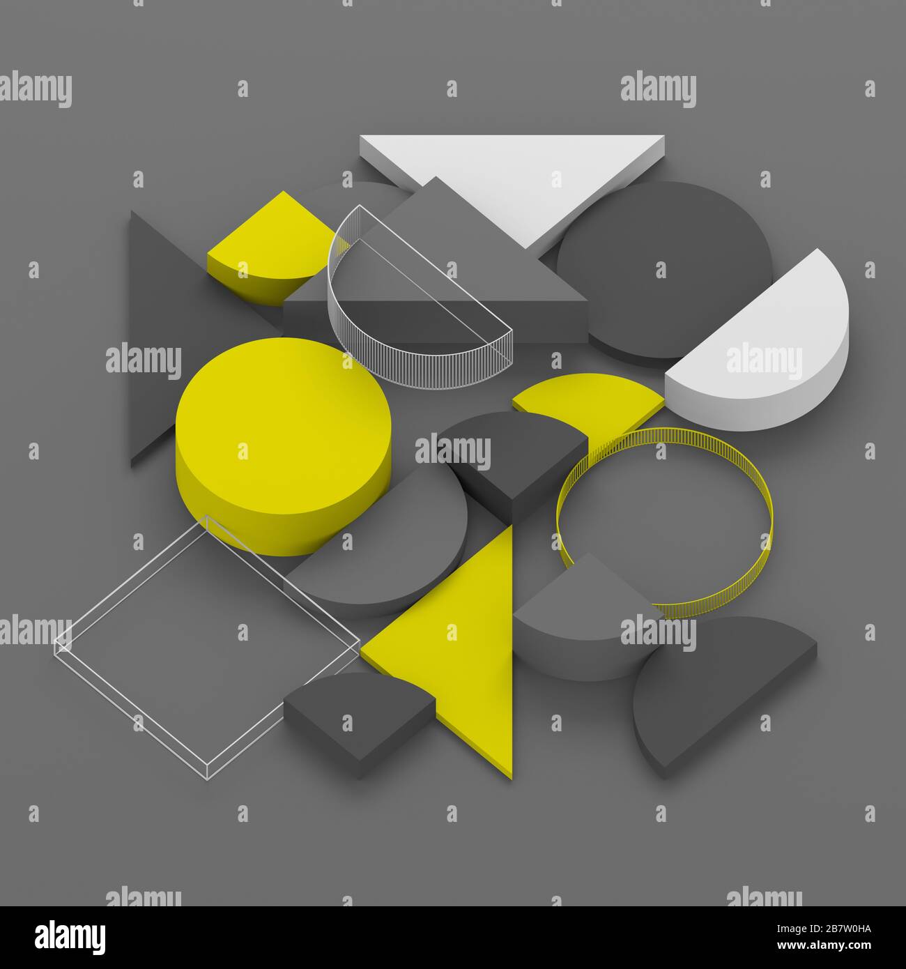 Rendu 3D abstrait, arrière-plan moderne avec formes géométriques Banque D'Images