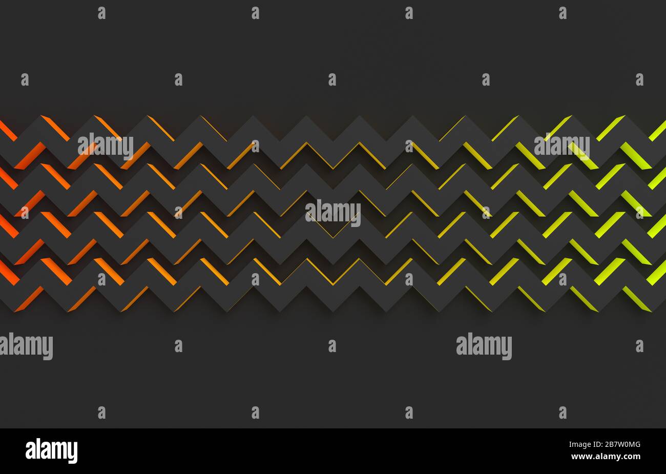 Rendu 3D abstrait, arrière-plan avec formes zigzag, design graphique moderne Banque D'Images