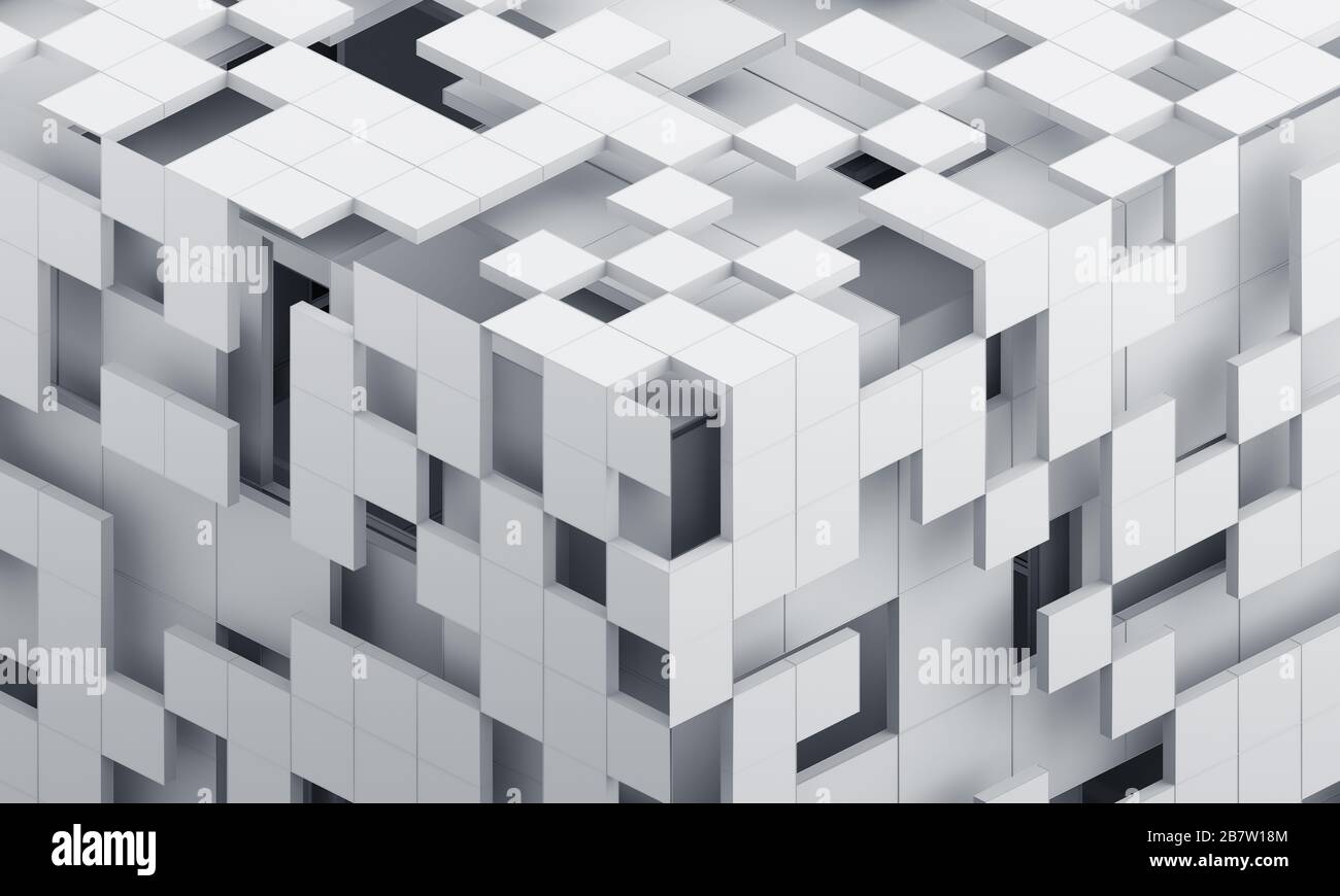 Rendu 3D abstrait, arrière-plan moderne avec cubes, design géométrique Banque D'Images