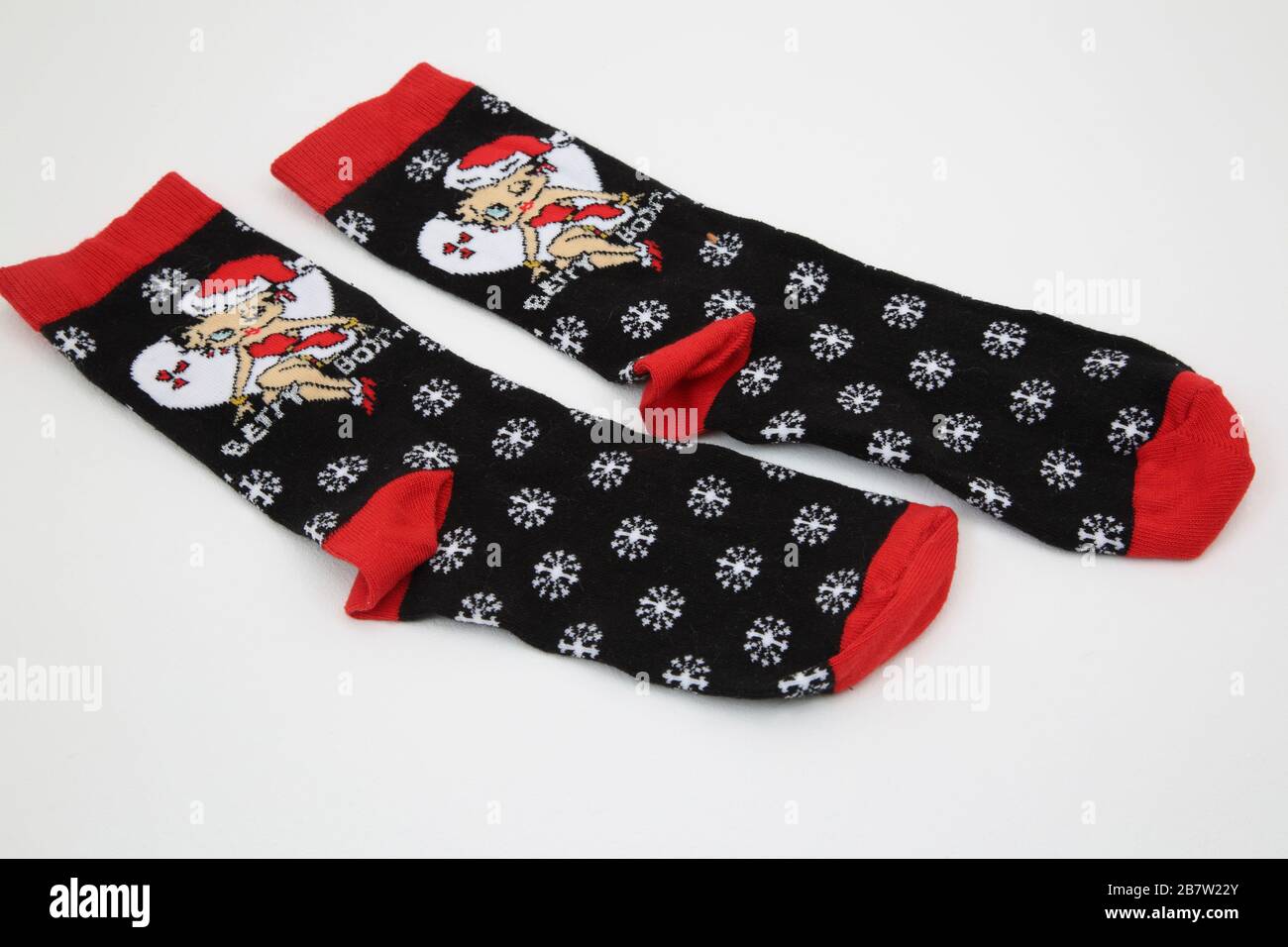 Paire de chaussettes de coton Betty Boop festives Banque D'Images