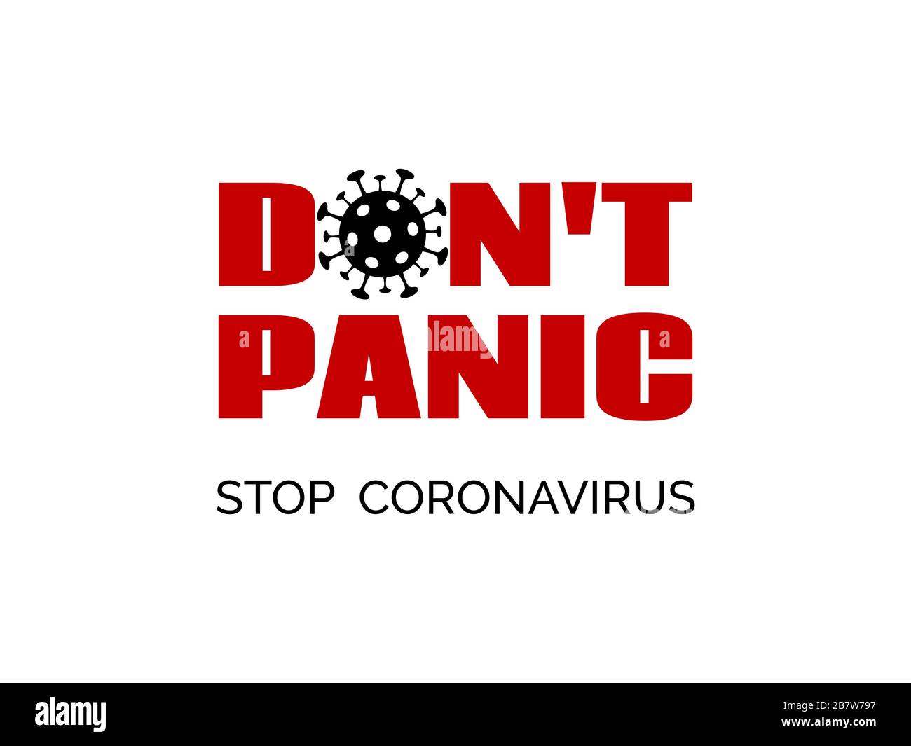 Ne paniquez pas. Arrêter le coronavirus. Bannière vectorielle, affiche pour la prévention de l'épidémie covid-19 Illustration de Vecteur