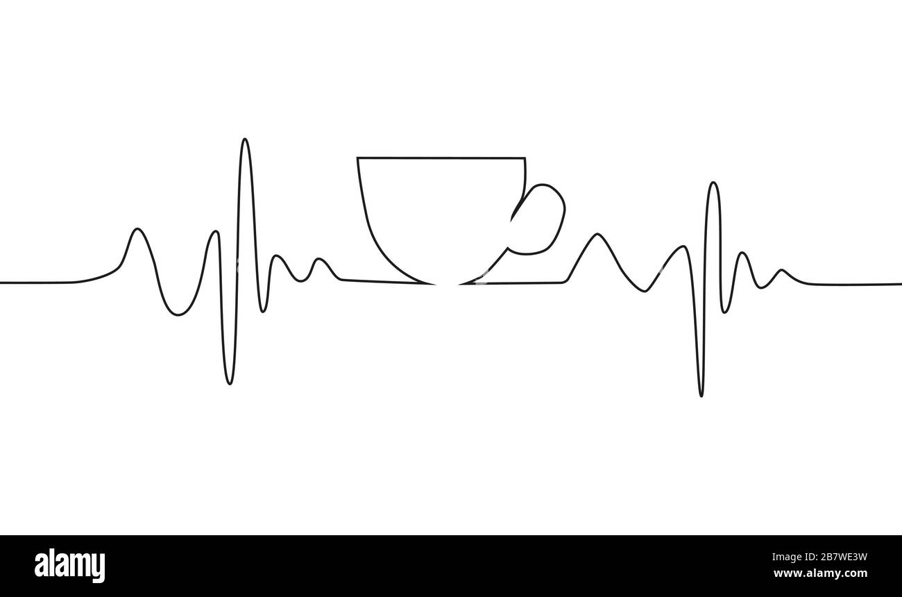 tasse à café sur cardiogramme, illustration sur fond blanc Illustration de Vecteur
