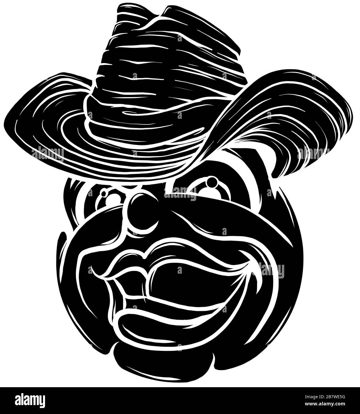 Un émoticône souriant et mignon portant un chapeau de cowboy, un émotiji, un smiley Illustration de Vecteur