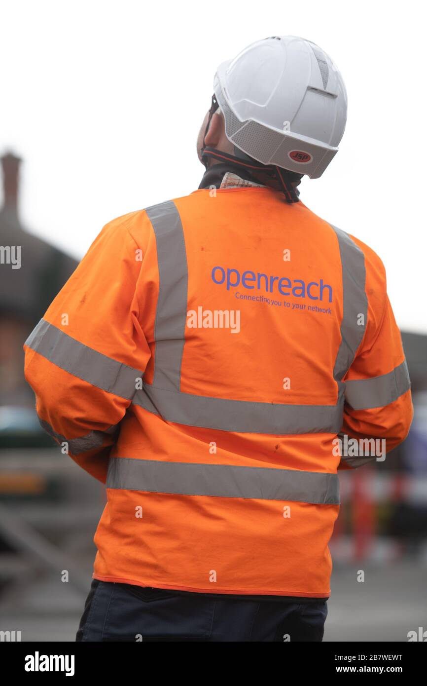 Ingénieur Openreach au centre de formation Openreach de Peterborough Banque D'Images