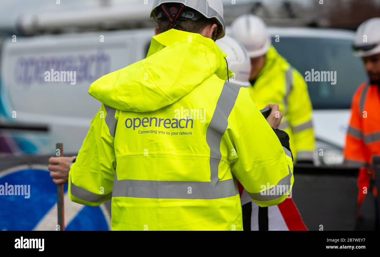 Les ingénieurs Openreach du centre de formation Openreach de Peterborough Banque D'Images