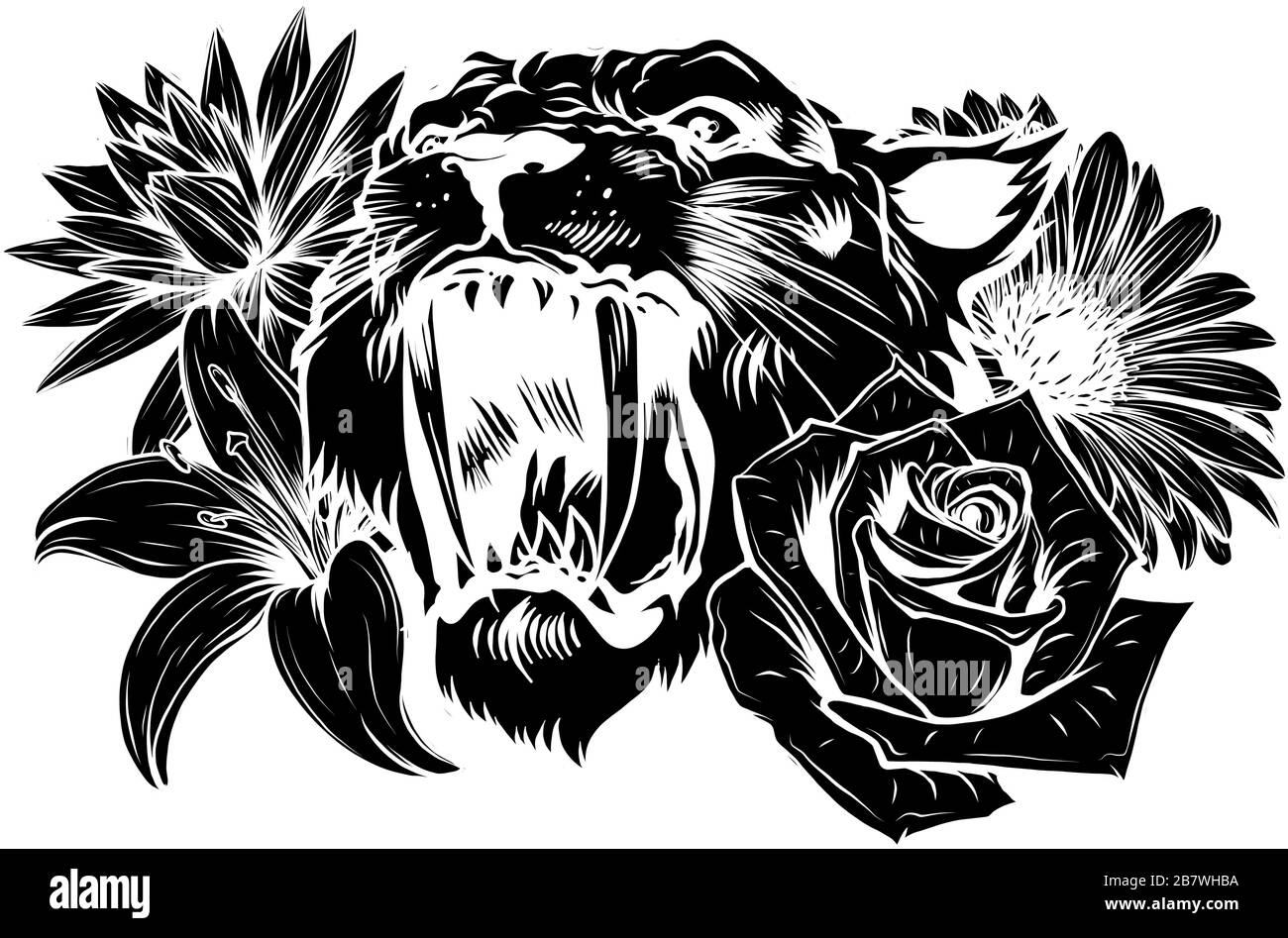 Dégogn. Illustration vectorielle de gravure d'animaux de tête de Lion Illustration de Vecteur