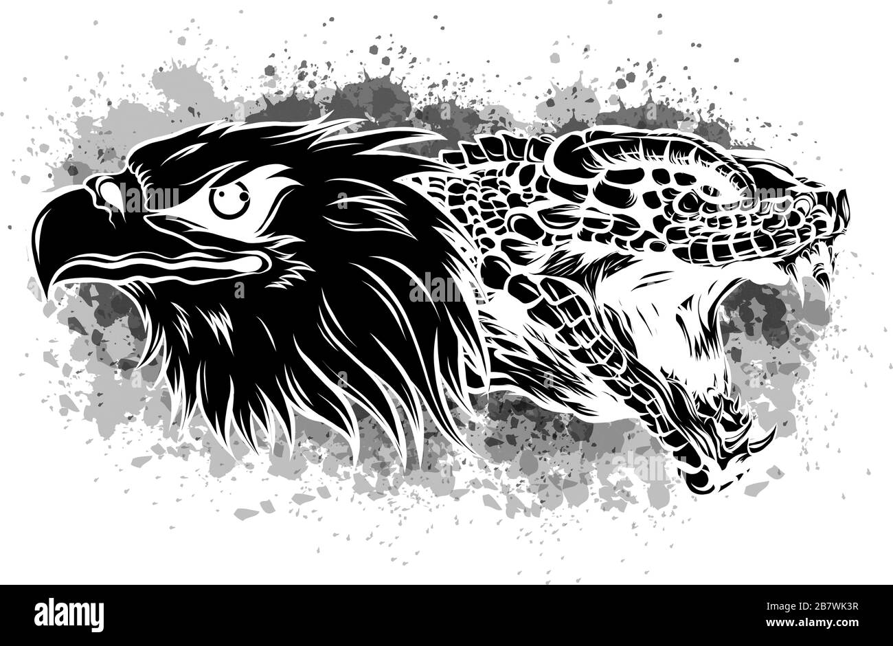 Eagle et Snake. Illustration vectorielle tatouage Illustration de Vecteur