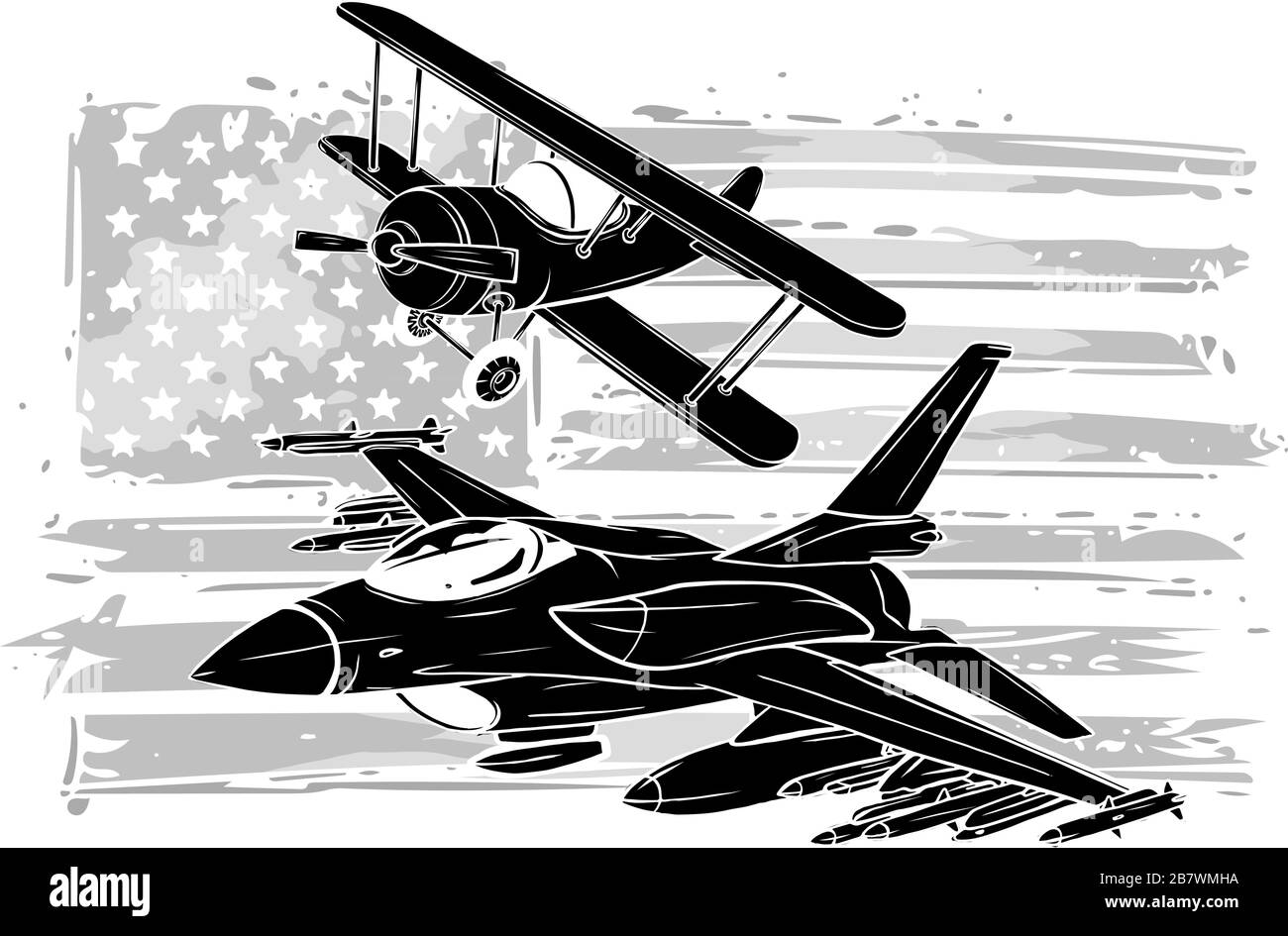 Vector Cartoon Avion de chasse. Variable, bi-moteurs de balayage de l'interarmisation des avions de combat. Illustration de Vecteur