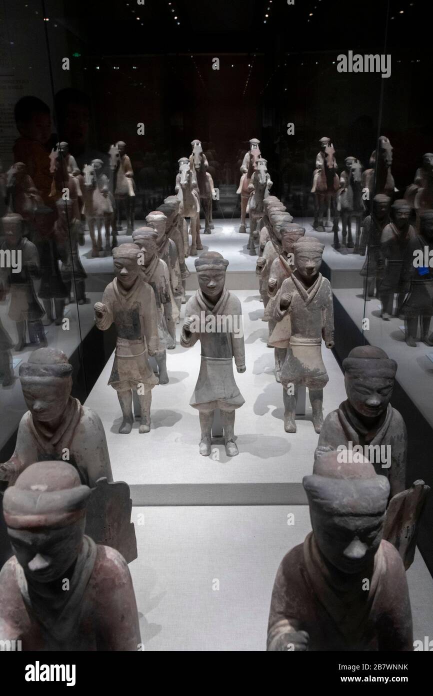Les poteries Han illustrent la formation de bataille de l'armée Han, , Musée d'histoire de Shaanxi, Xian, Chine Banque D'Images