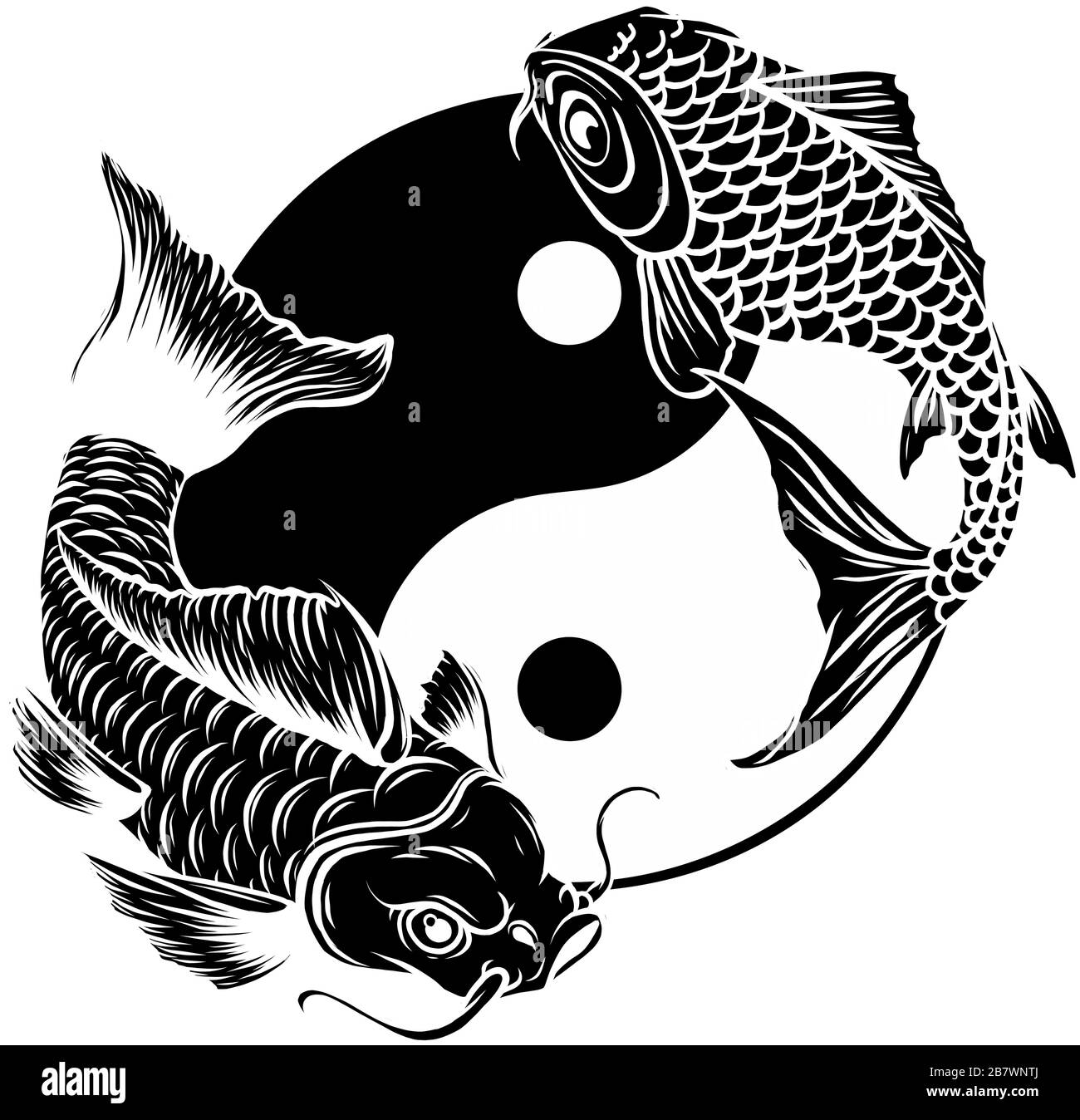 Symbole Ying Yang avec des poissons koi. Illustration vectorielle Illustration de Vecteur